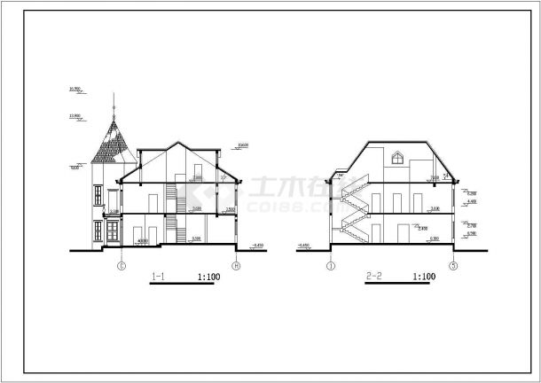 攀枝花市前进村某3层砖混结构乡村别墅平立面设计CAD图纸-图二