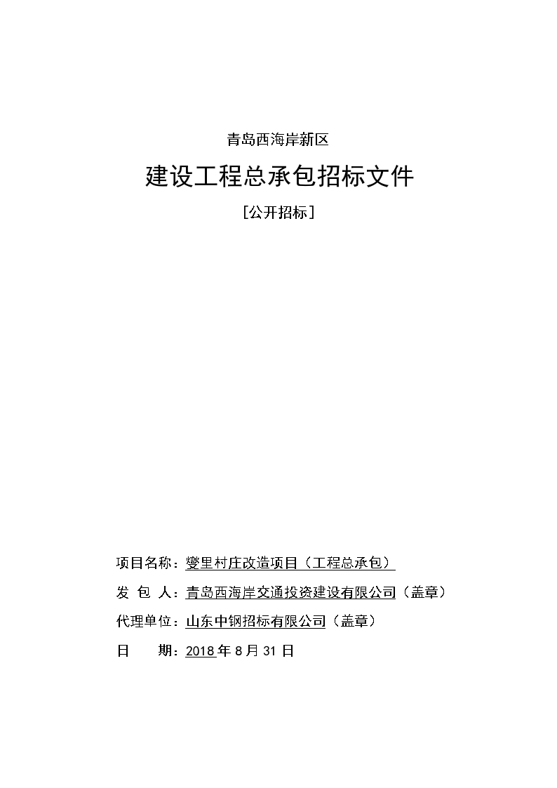 村庄改造项目工程总承包招标文件