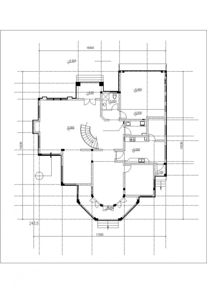 烟台市长锦西村某2层砖混结构乡村别墅平立面设计CAD图纸_图1