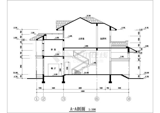 铁岭市某现代村镇三层框架结构独栋乡村别墅平立面设计CAD图纸-图二