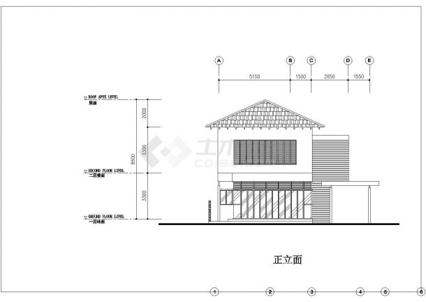 湛江市魏家村某2层砖混结构单体乡村别墅平立面设计CAD图纸-图一