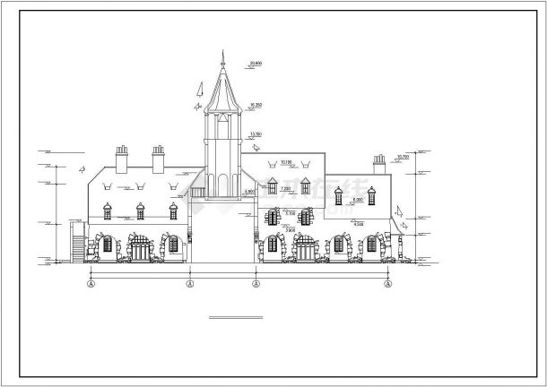 济南市某度假区2400平米3层框架结构民宿酒店建筑设计CAD图纸-图二
