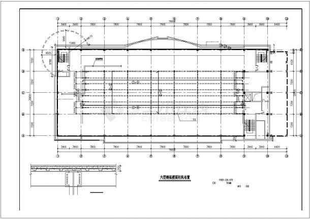 泉州市某商业街6层电子数码城全套结构设计CAD图纸-图二