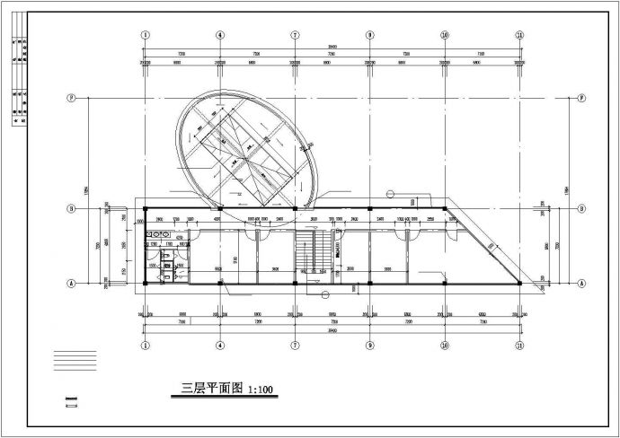 830平米3层框架结构商务宾馆全套建筑设计CAD图纸_图1