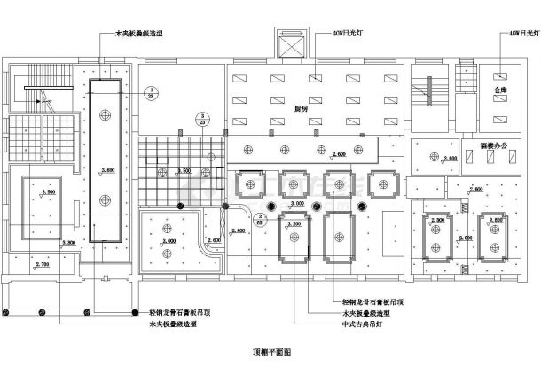 上海南京路某高档西餐厅全套装修施工设计CAD图纸-图一
