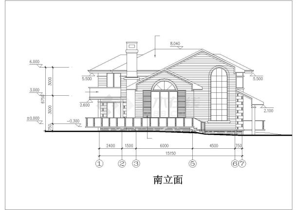 南宁市某现代村镇294平米2层砖混结构私建乡村别墅平立面设计CAD图纸-图二