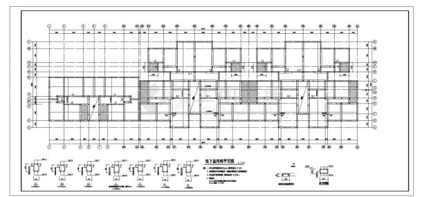 6层筏板基础砖混结构住宅结构cad施工图-图二