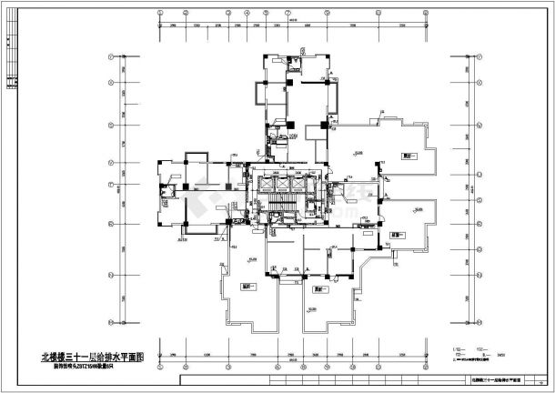 湖州市某现代化小区32层住宅楼全套给排水设计CAD图纸-图一