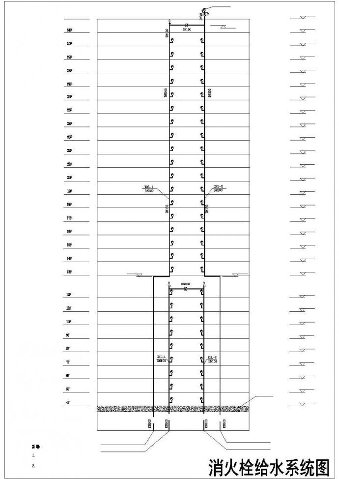 衡阳市某现代化居住区30层住宅楼全套给排水设计CAD图纸_图1