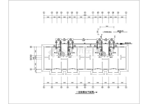 漳州市某新建小区6层砖混结构住宅楼给排水设计CAD图纸-图一