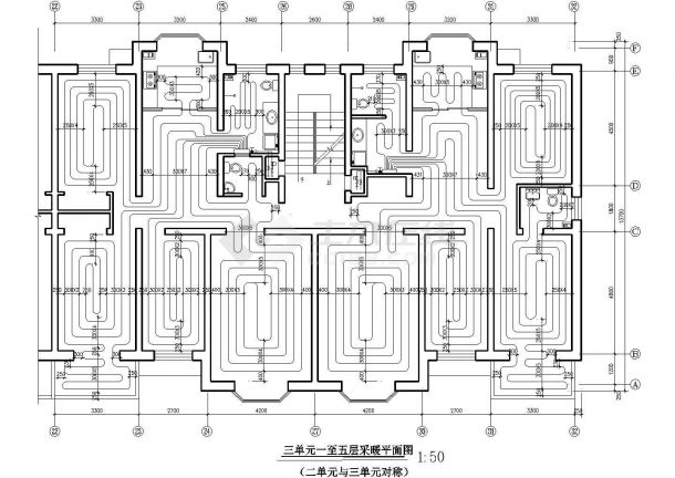 北京某小区4350平米6层住宅楼地板辐射采暖设计CAD图纸-图一