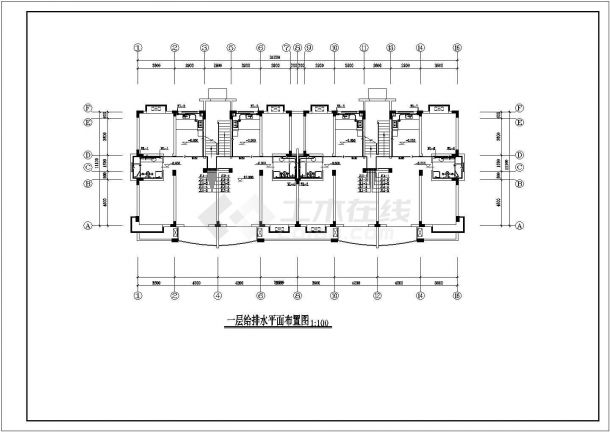 4900平米7层混合结构住宅楼给排水设计CAD图纸（含车库和阁楼）-图一