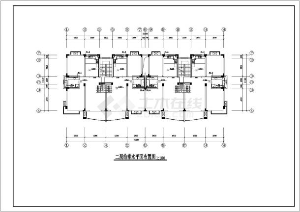 4900平米7层混合结构住宅楼给排水设计CAD图纸（含车库和阁楼）-图二
