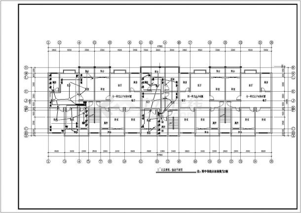 南京市某居住区6层民居住宅楼全套水电系统设计CAD图纸-图二