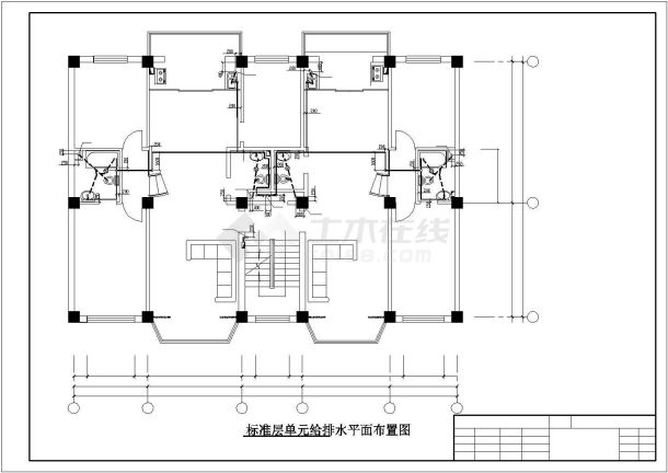 南昌市城中花园小区6层混合结构住宅楼给排水设计CAD图纸-图二