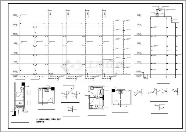 贵阳市某小区6层混合结构住宅楼给排水设计CAD图纸-图一