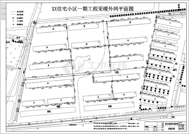 某住宅小区采暖室外管网施工设计cad图(含采暖外网布置图)-图二