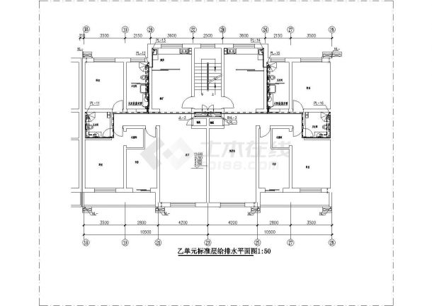 佛山市某小区5层混合结构住宅楼给排水设计CAD图纸（不含地下室）-图二