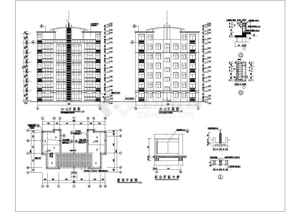 1500平米七层混合结构住宅楼建筑设计CAD图纸（1层2户）-图二