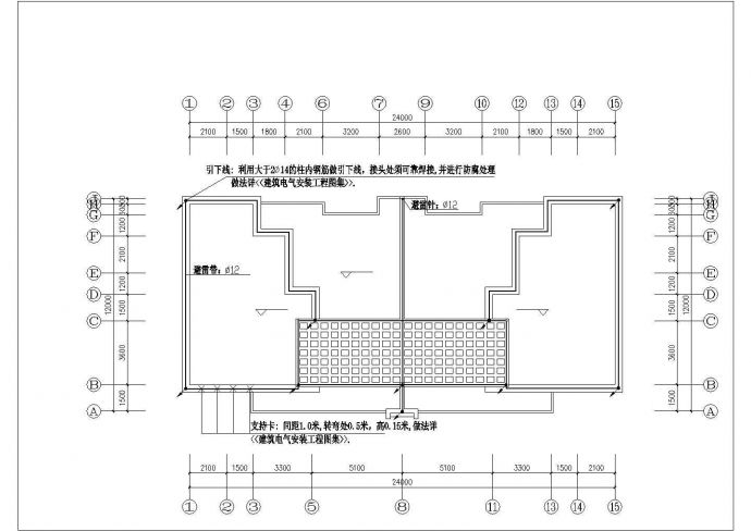 扬州市某小区7层住宅楼电气设计CAD图纸（一层二户）_图1