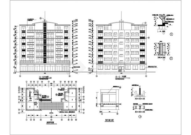 徐州市某小区1600平米7层混合结构住宅楼建筑设计CAD图纸-图一