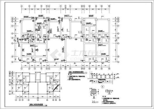 蚌埠市某小区7层混合结构住宅楼全套结构设计CAD图纸-图二