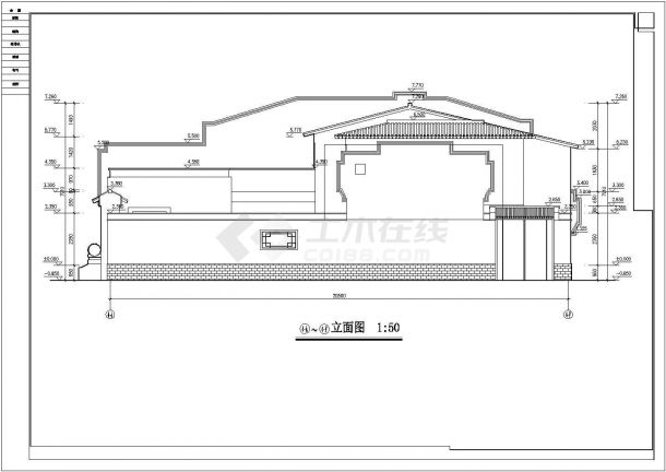 750平米2层框架结构四合院式单体别墅建筑设计CAD图纸-图二