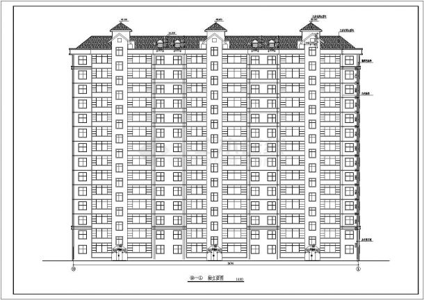 1.1万平米15层框架结构住宅楼建筑设计CAD图纸（含闷顶层）-图二
