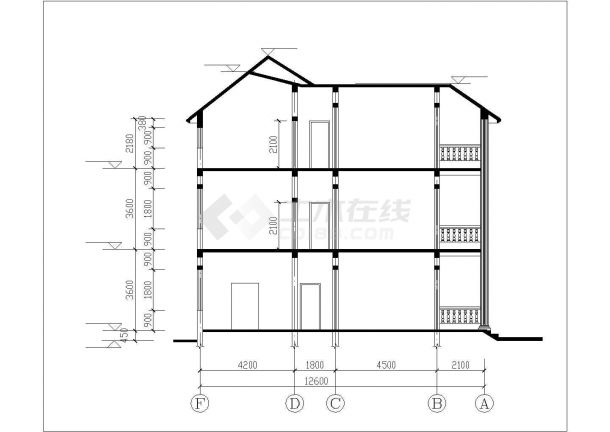 扬州市某现代化村镇700平米3层住宅楼全套建筑设计CAD图纸-图一