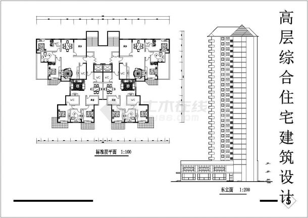 1.6万平米27层框架剪力墙结构住宅楼全套建筑设计CAD图纸-图一