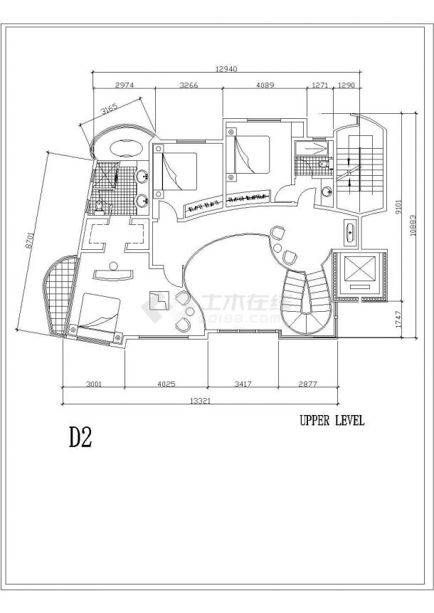 攀枝花市河阳新村某2层框架结构单体别墅平面设计CAD图纸-图二