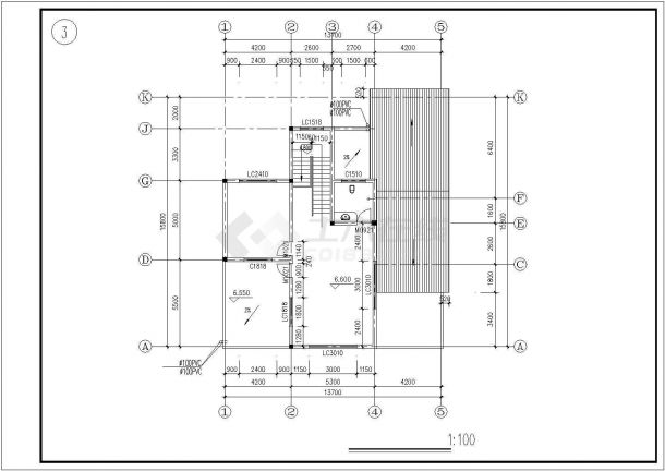 崇州某村镇三层砌体结构单体私人乡村别墅建筑设计CAD图纸（含结构图）-图二
