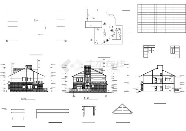 南京市浦口区某现代新村3层砖混结构荷兰式别墅全套建筑设计CAD图纸-图二