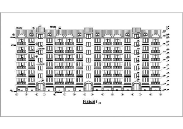 徐州市某小区7层混合结构住宅楼建筑设计CAD图纸（不含架空层）-图一