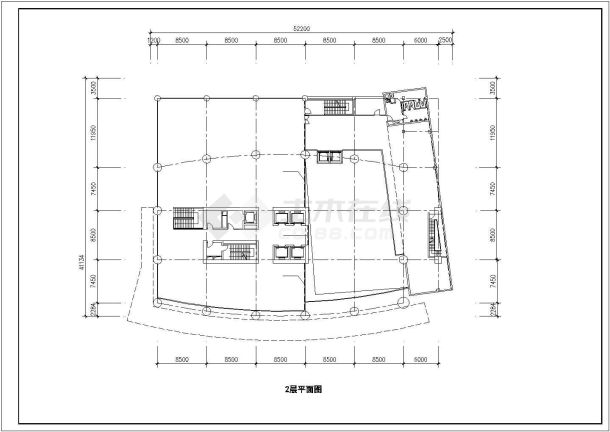 湖北某酒店办公楼设计CAD平面布置参考图-图一