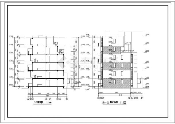 无锡市某家属院2400平米六层砖混结构连体住宅楼全套建筑设计CAD图纸-图一