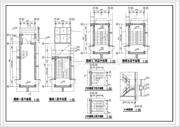 无锡市某家属院2400平米六层砖混结构连体住宅楼全套建筑设计CAD图纸-图二