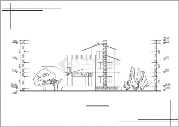 衢州市某现代化小区3层框混结构独栋别墅建筑设计CAD图纸（2套方案）-图二
