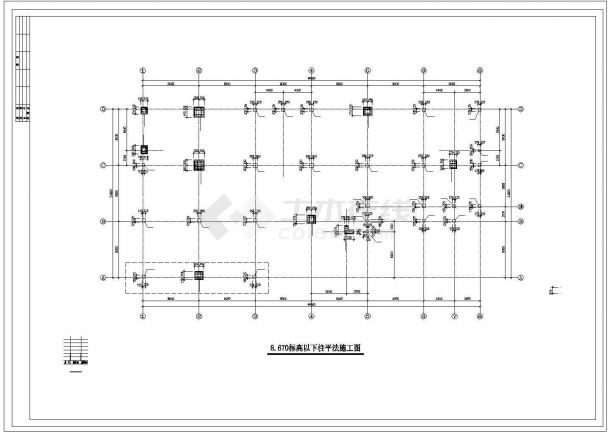 某地区5层框架办公楼结构CAD设计施工图-图一