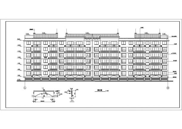 南宁市荷花园小区3900平米6层混合结构住宅楼建筑设计CAD图纸-图二