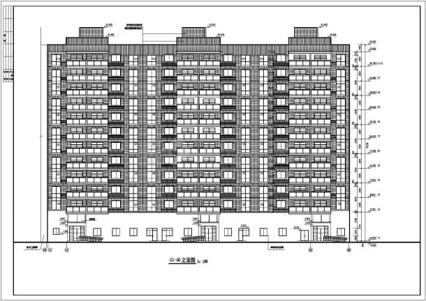 乌鲁木齐市某小区9300平米十二层框架结构住宅楼建筑设计CAD图纸-图二