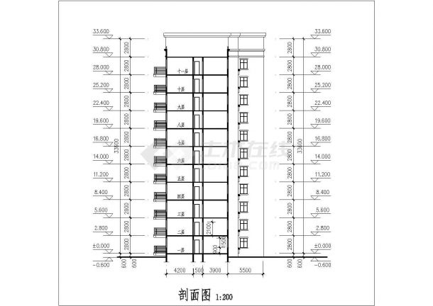 扬州市某小区11+1层框架结构住宅楼建筑设计CAD图纸（含阁楼层）-图一
