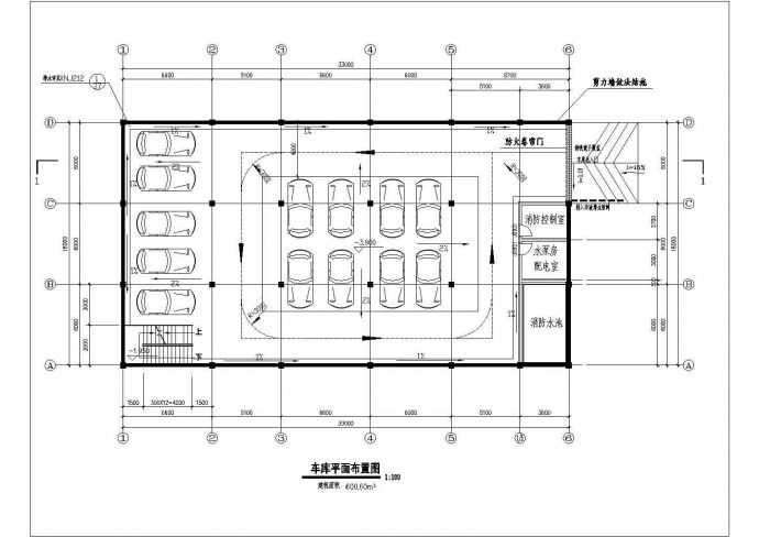 苏州某商业街地下800平米停车库平剖面设计CAD图纸_图1