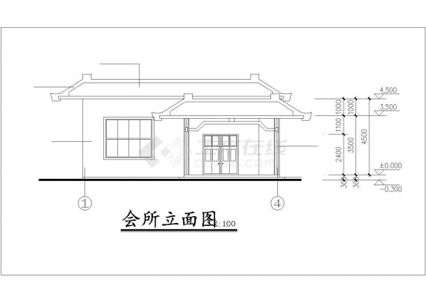北京某社区居委会120平米办公楼建筑设计CAD图纸-图一