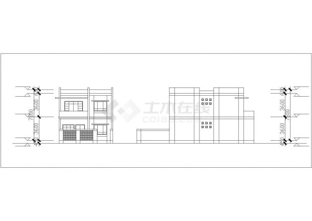 2层框混结构双拼别墅建筑设计CAD图纸（每户220平米）-图一