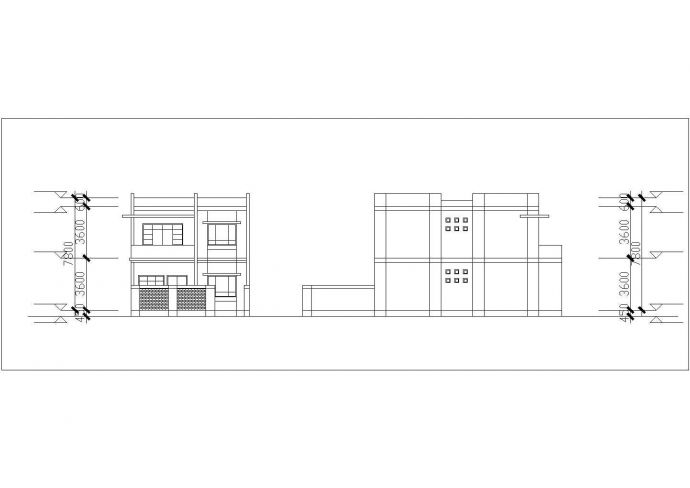 2层框混结构双拼别墅建筑设计CAD图纸（每户220平米）_图1