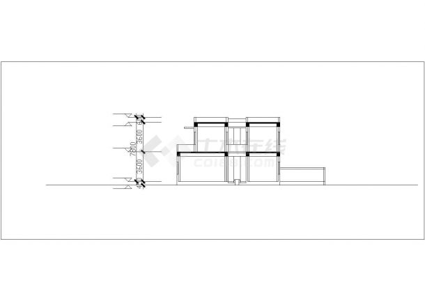 2层框混结构双拼别墅建筑设计CAD图纸（每户220平米）-图二