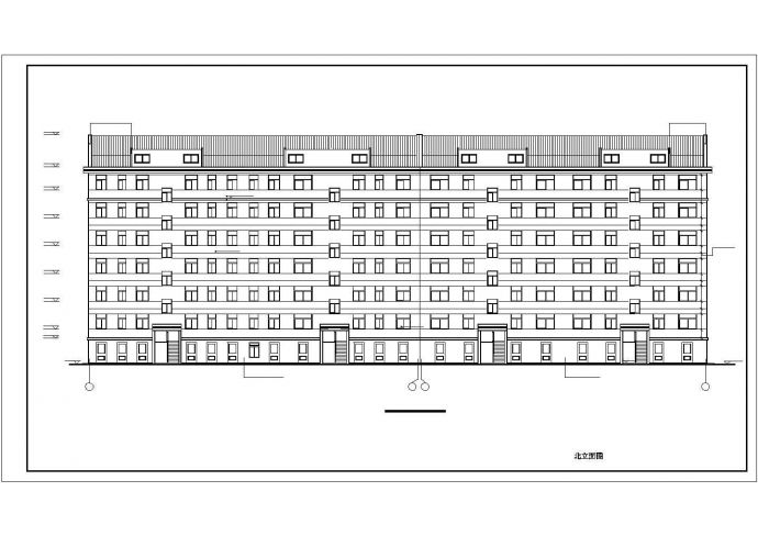 北京某高校5500平米7层框架结构宿舍楼建筑设计CAD图纸（含阁楼层）_图1