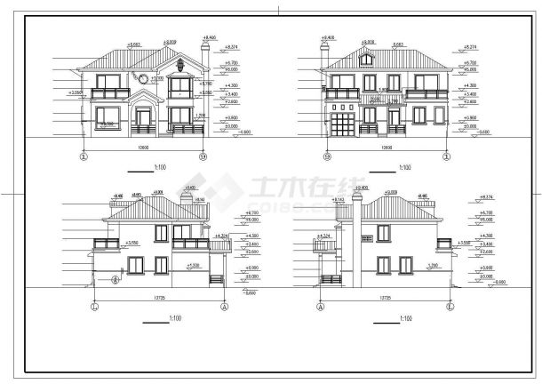 南京市亚东花园小区248平米2层框混结构独栋别墅建筑设计CAD图纸-图一