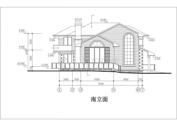 西安市周泉新村某294平米双层砖混结构乡村别墅建筑设计CAD图纸-图二
